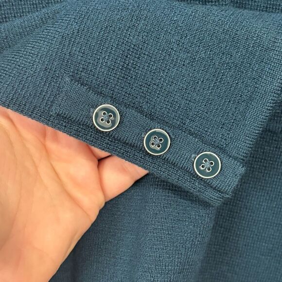 Talbots‎ Turquoise Pure Merino Wool Blazer Cardigan Sweater Size Medium - Picture 4 of 5